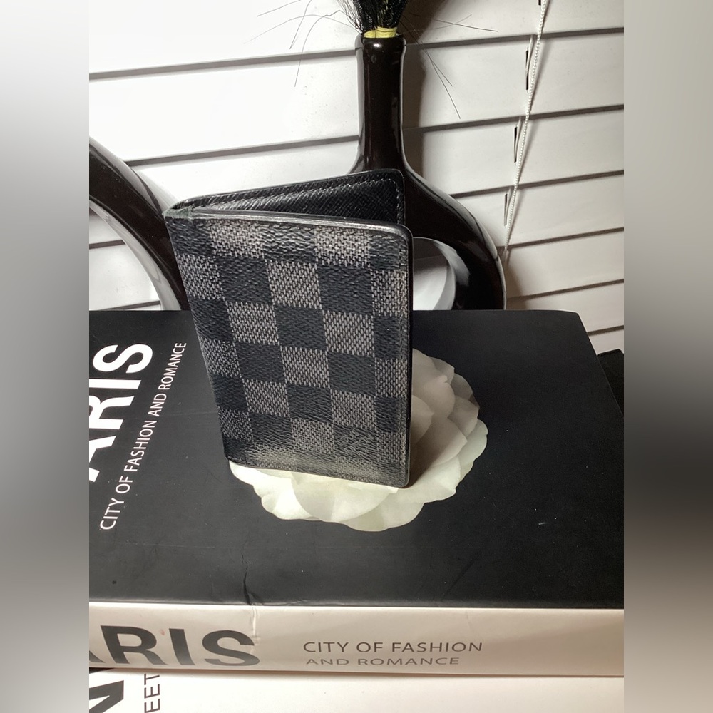 Louis Vuitton Black Leather Pocket Organizer Damier Graphite
